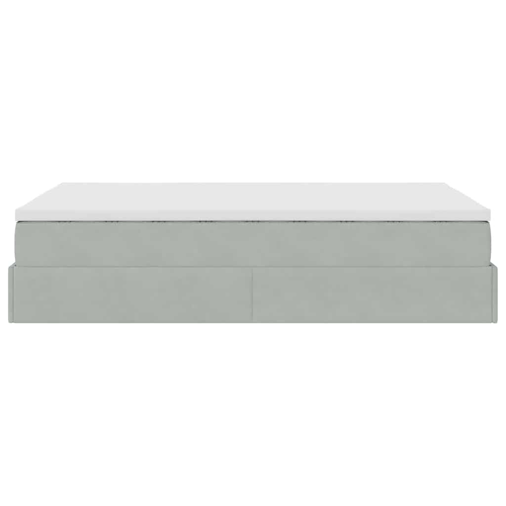 Ottomanische Bett mit Matratze Hellgrau 120x190 cm Samt