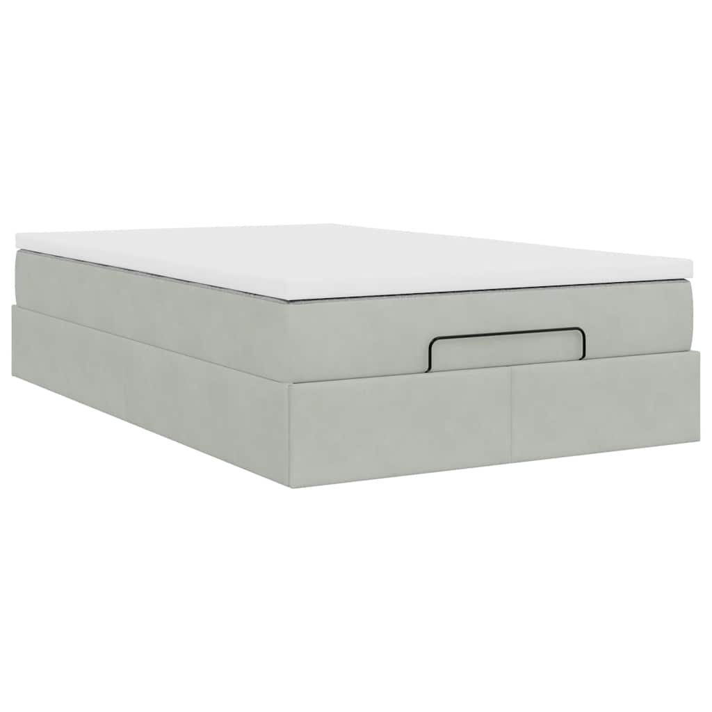 Ottomanische Bett mit Matratze Hellgrau 120x190 cm Samt