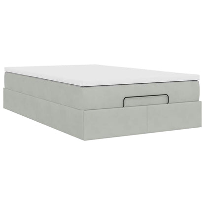 Ottomanische Bett mit Matratze Hellgrau 120x190 cm Samt