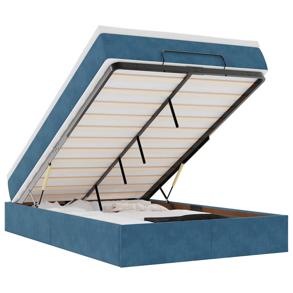 Ottoman-Bett mit Matratze Dunkelblau 120x190 cm Samt
