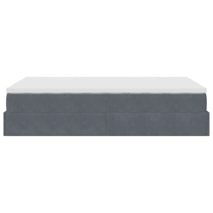 Ottoman-Bett mit Matratze Dunkelgrau 120x200 cm Samt