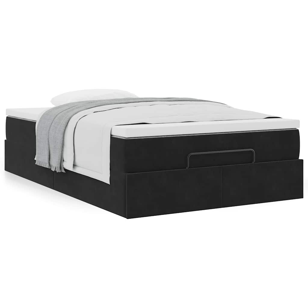 Ottoman-Bett mit Matratze Schwarz 120x200 cm Samt