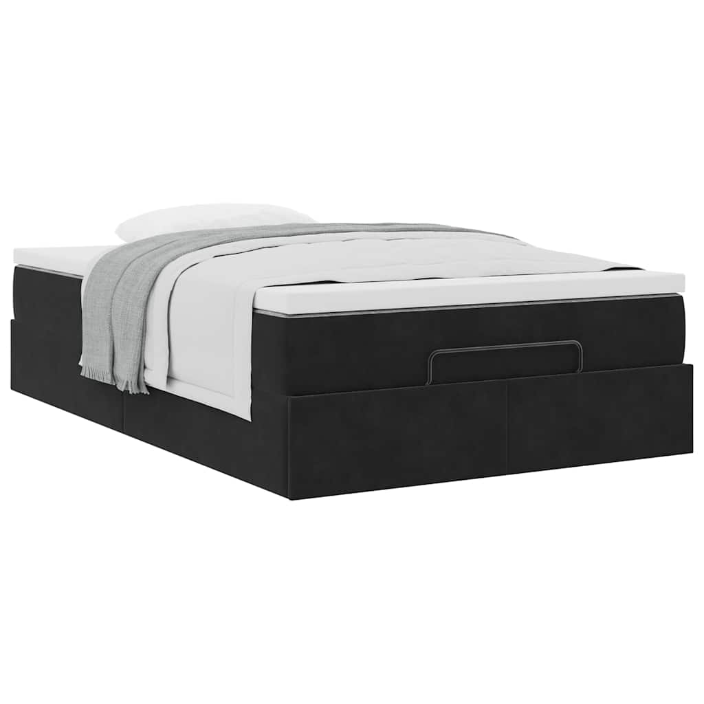 Ottoman-Bett mit Matratze Schwarz 120x200 cm Samt