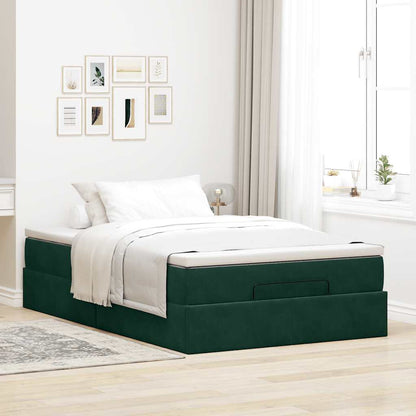 Ottoman-Bett mit Matratze Dunkelgrün 120x200 cm Samt