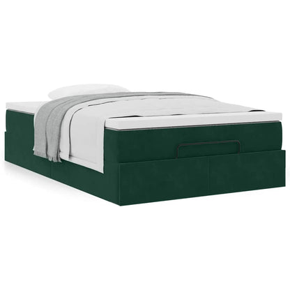 Ottoman-Bett mit Matratze Dunkelgrün 120x200 cm Samt