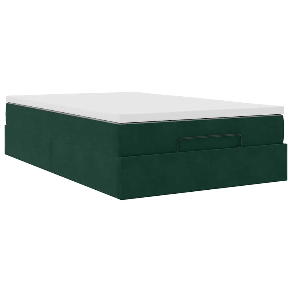 Ottoman-Bett mit Matratze Dunkelgrün 120x200 cm Samt