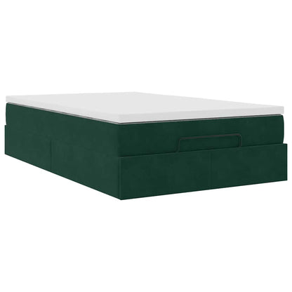 Ottoman-Bett mit Matratze Dunkelgrün 120x200 cm Samt