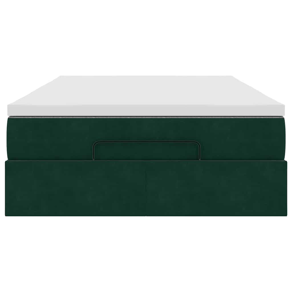 Ottoman-Bett mit Matratze Dunkelgrün 120x200 cm Samt