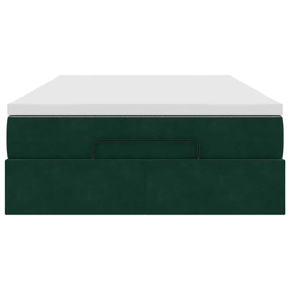 Ottoman-Bett mit Matratze Dunkelgrün 120x200 cm Samt