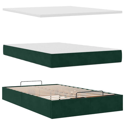 Ottoman-Bett mit Matratze Dunkelgrün 120x200 cm Samt