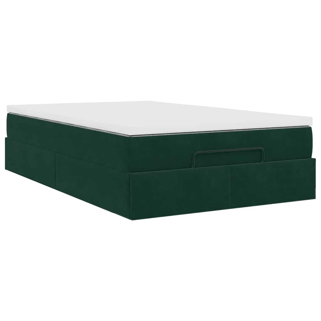 Ottoman-Bett mit Matratze Dunkelgrün 120x200 cm Samt
