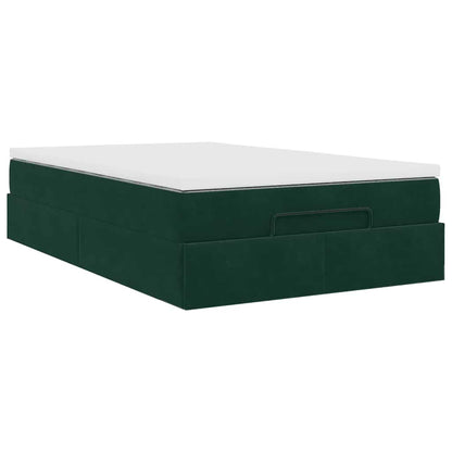Ottoman-Bett mit Matratze Dunkelgrün 120x200 cm Samt