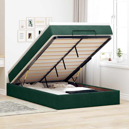 Ottoman-Bett mit Matratze Dunkelgrün 120x200 cm Samt