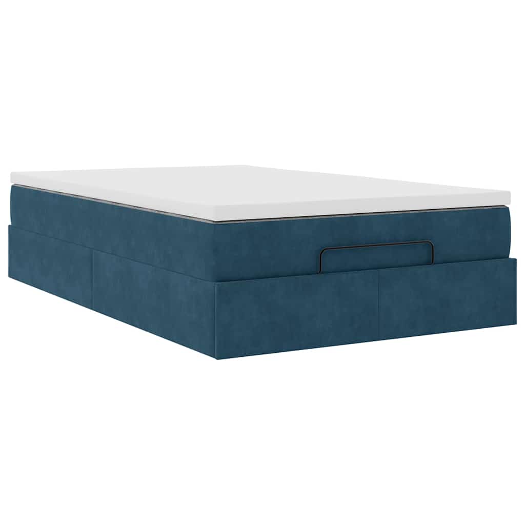 Ottoman-Bett mit Matratze Dunkelblau 120x200 cm Samt