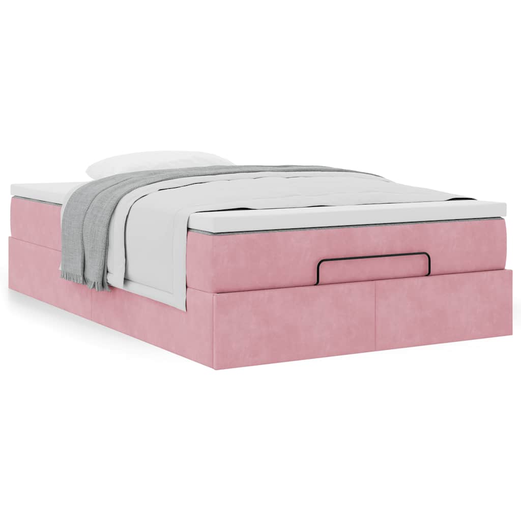 Ottoman-Bett mit Matratze Rosa 120x200 cm Samt
