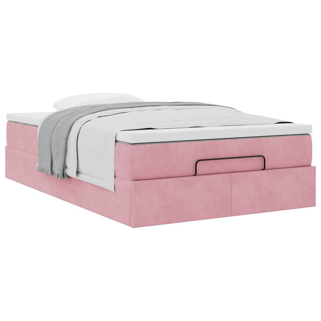 Ottoman-Bett mit Matratze Rosa 120x200 cm Samt