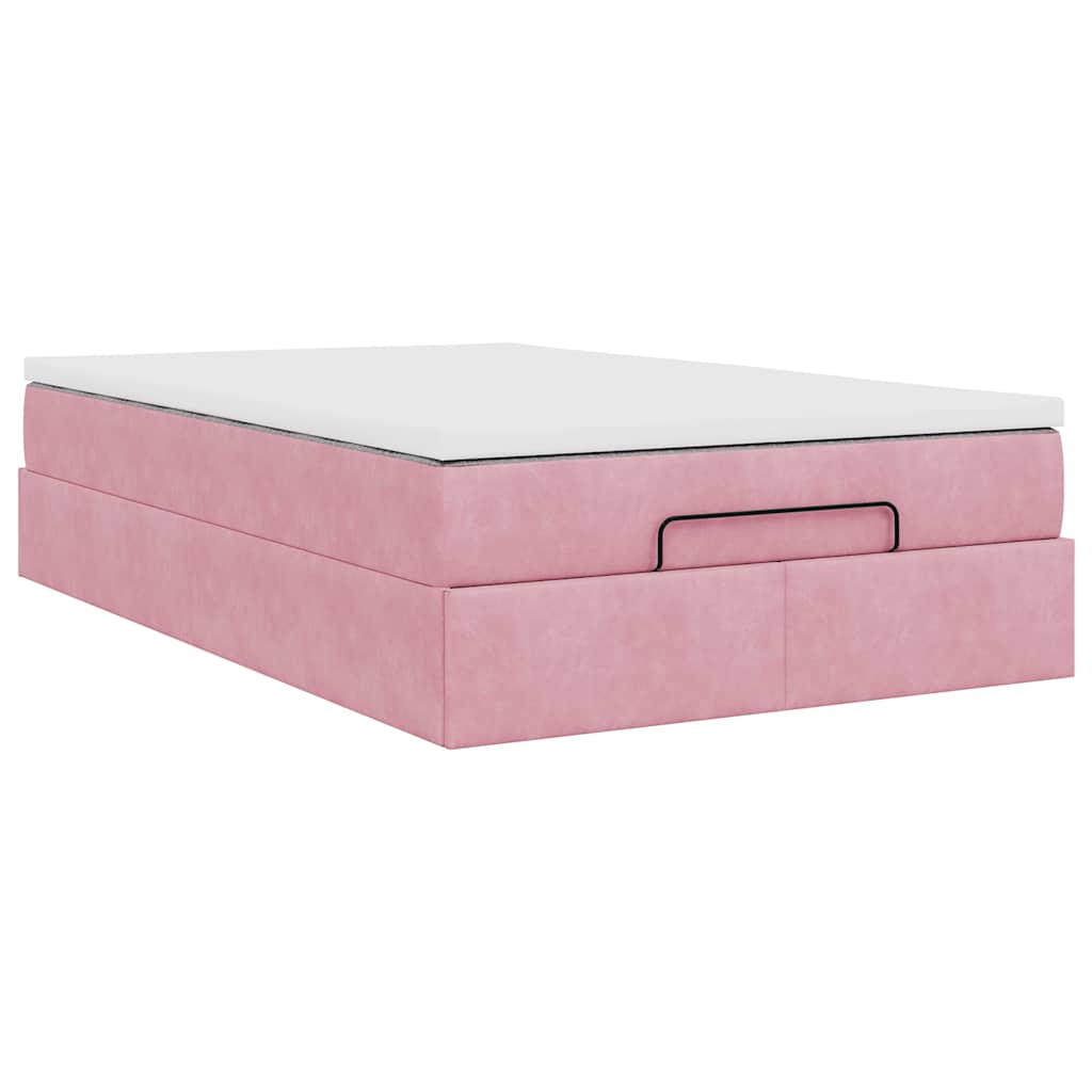Ottoman-Bett mit Matratze Rosa 120x200 cm Samt
