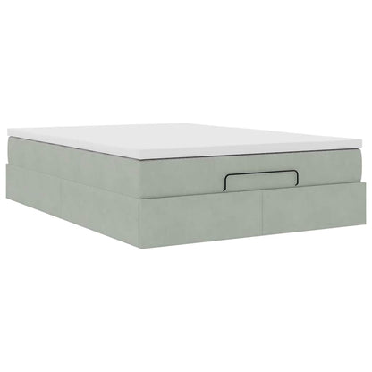 Ottoman-Bett mit Matratze Hellgrau 140x190 cm Samt