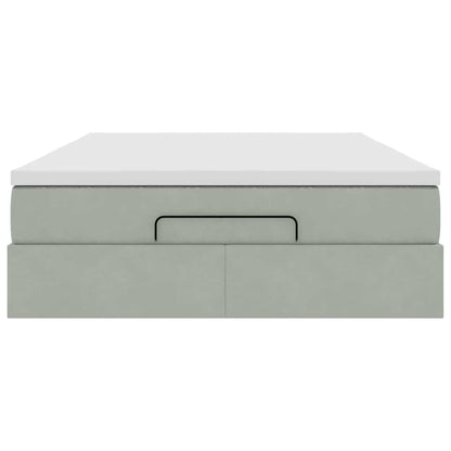 Ottoman-Bett mit Matratze Hellgrau 140x190 cm Samt