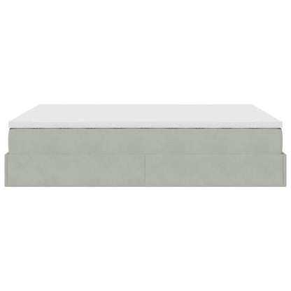 Ottoman-Bett mit Matratze Hellgrau 140x190 cm Samt