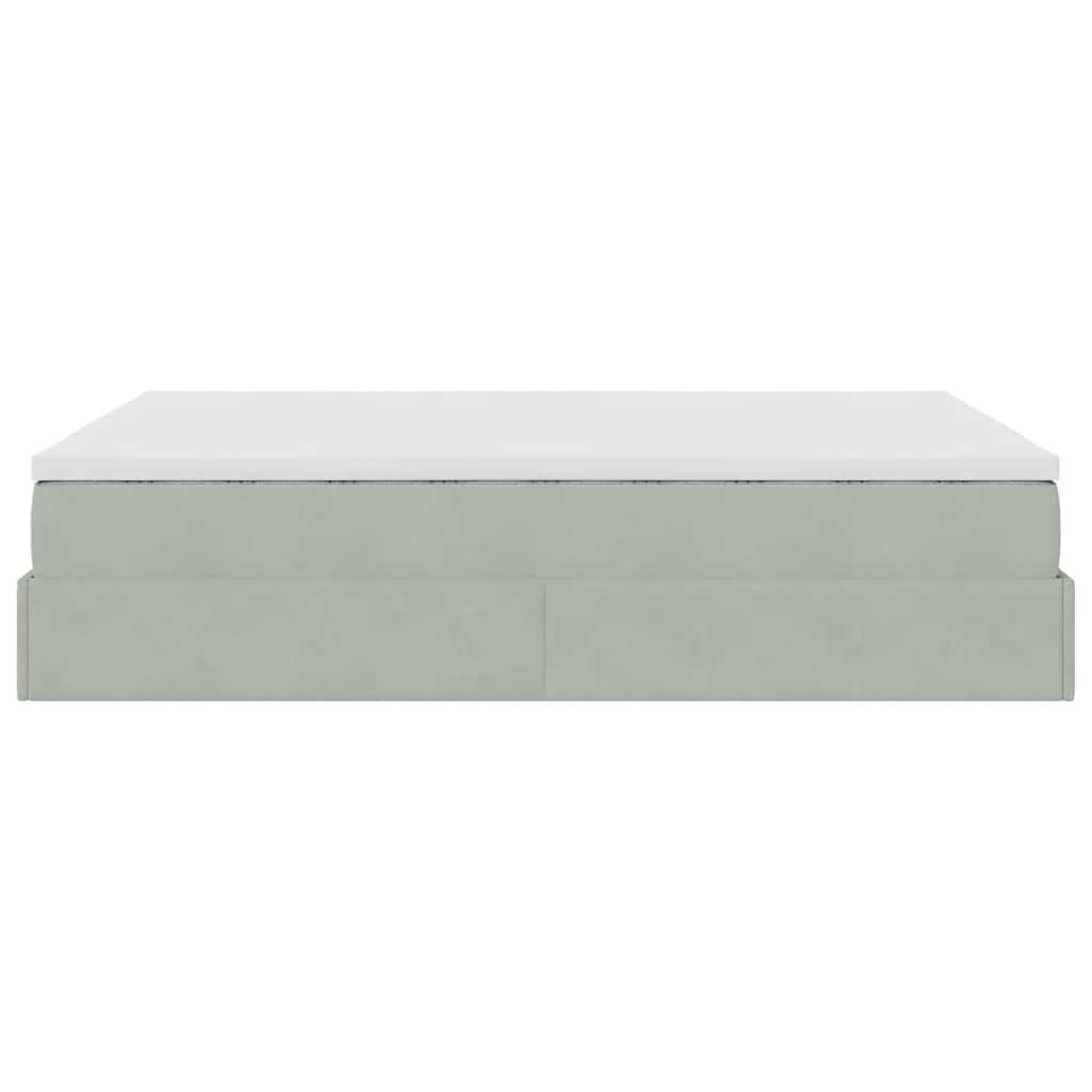 Ottoman-Bett mit Matratze Hellgrau 140x190 cm Samt