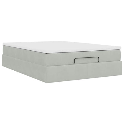 Ottoman-Bett mit Matratze Hellgrau 140x190 cm Samt
