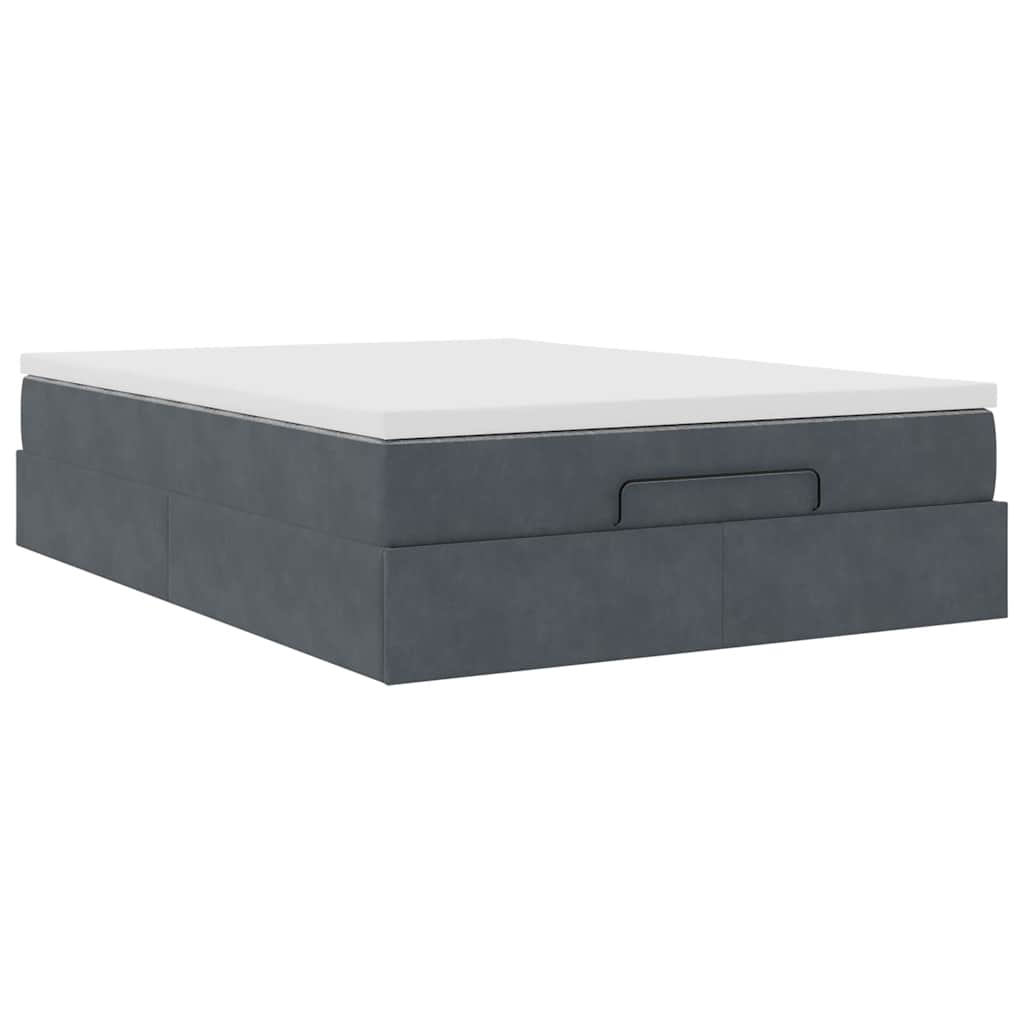 Ottoman-Bett mit Matratze Dunkelgrau 140x190 cm Samt