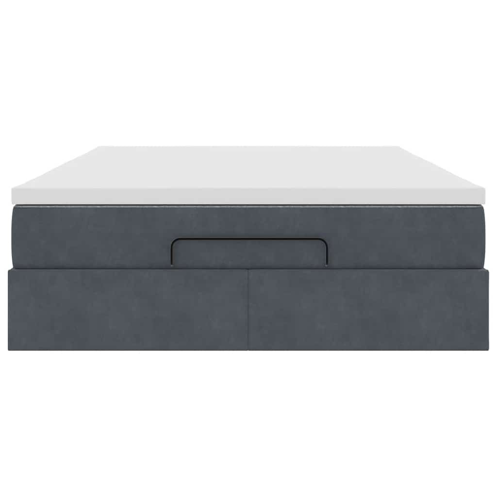 Ottoman-Bett mit Matratze Dunkelgrau 140x190 cm Samt