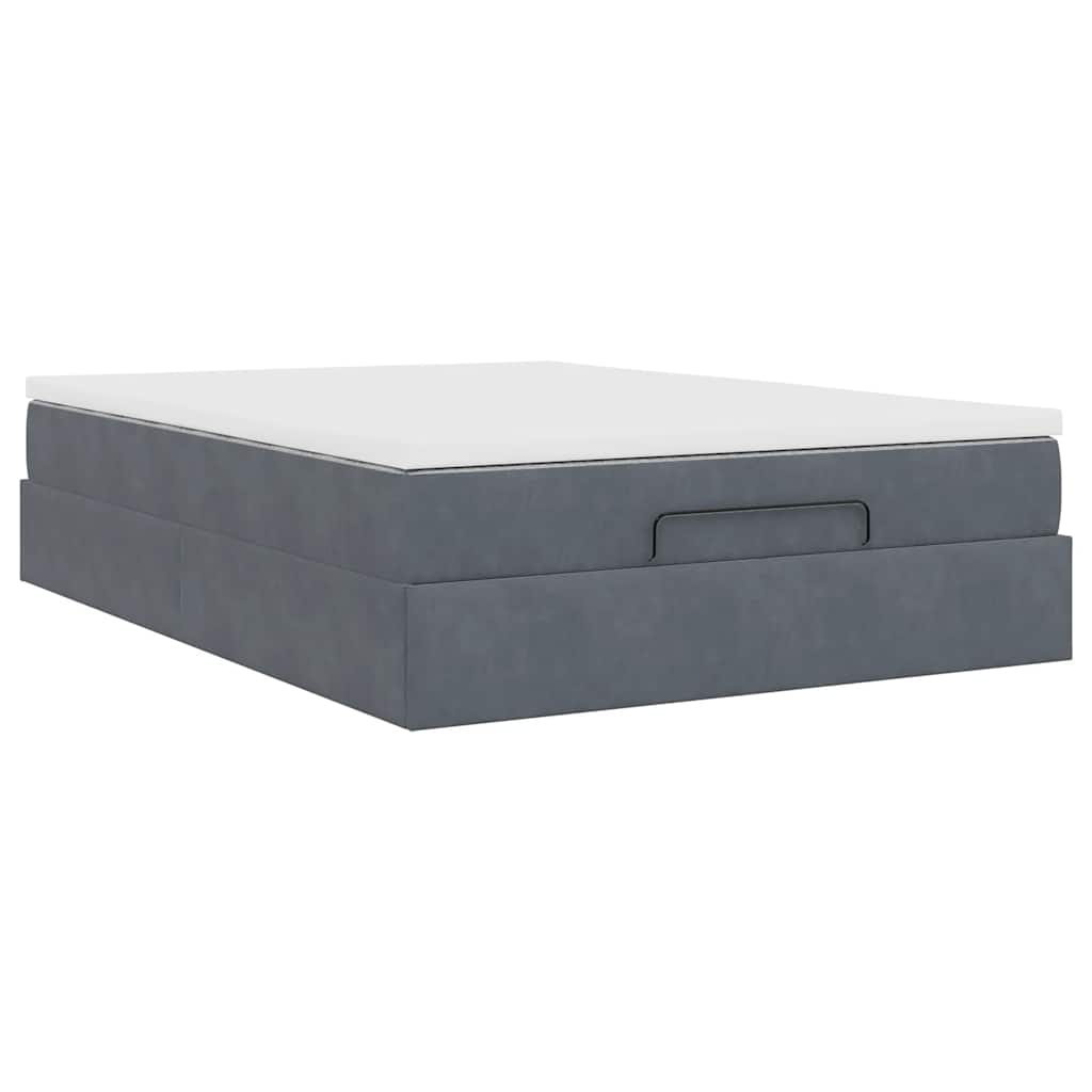 Ottoman-Bett mit Matratze Dunkelgrau 140x190 cm Samt