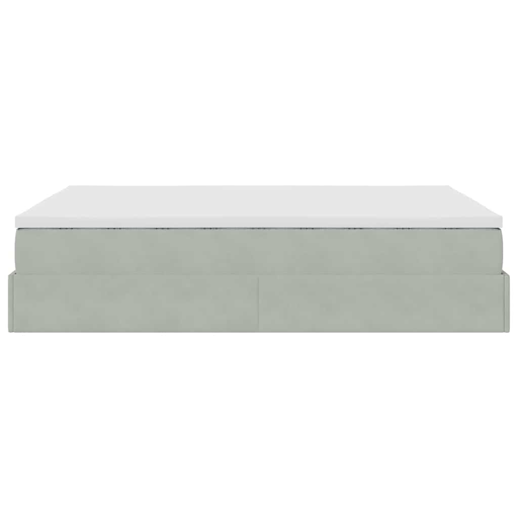Ottoman-Bett mit Matratze Hellgrau 140x200 cm Samt