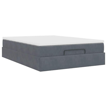 Ottoman-Bett mit Matratze Dunkelgrau 140x200 cm Samt
