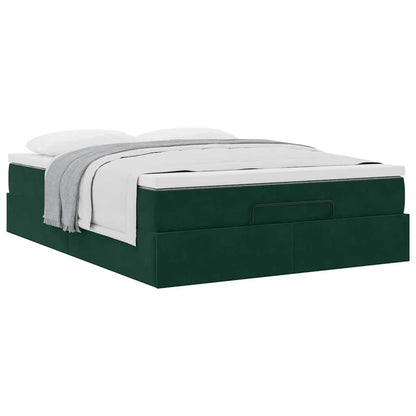 Ottoman-Bett mit Matratze Dunkelgrün 140x200 cm Samt