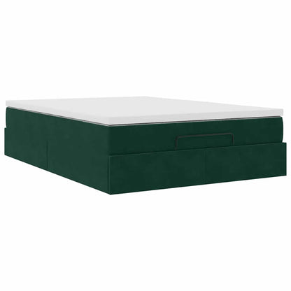Ottoman-Bett mit Matratze Dunkelgrün 140x200 cm Samt
