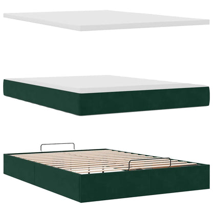 Ottoman-Bett mit Matratze Dunkelgrün 140x200 cm Samt