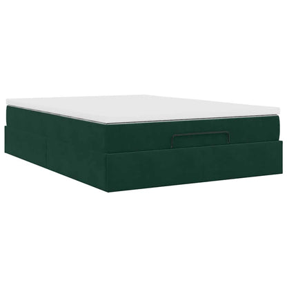 Ottoman-Bett mit Matratze Dunkelgrün 140x200 cm Samt