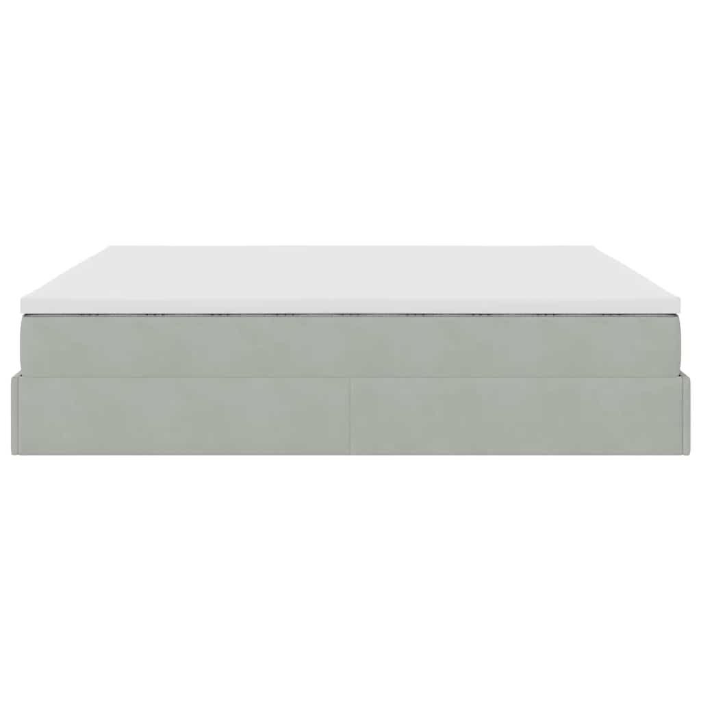 Ottoman-Bett mit Matratze Hellgrau 160x200 cm Samt