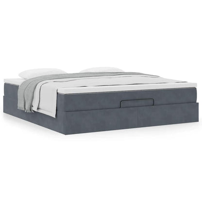 Ottoman-Bett mit Matratze Dunkelgrau 160x200 cm Samt