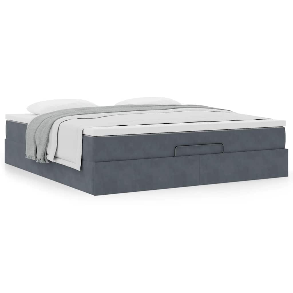 Ottoman-Bett mit Matratze Dunkelgrau 160x200 cm Samt