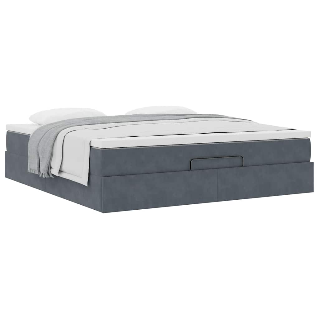 Ottoman-Bett mit Matratze Dunkelgrau 160x200 cm Samt