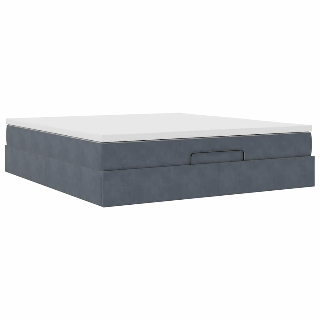 Ottoman-Bett mit Matratze Dunkelgrau 160x200 cm Samt