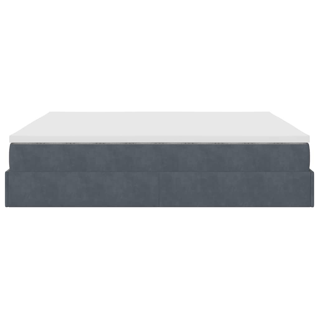 Ottoman-Bett mit Matratze Dunkelgrau 160x200 cm Samt