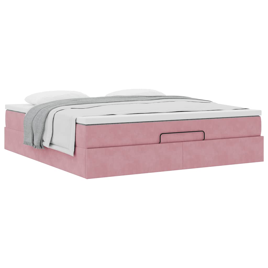 Ottoman-Bett mit Matratze Rosa 160x200 cm Samt