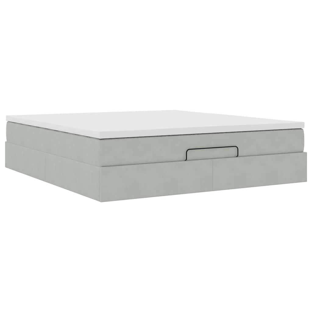 Ottoman-Bett mit Matratze Hellgrau 180x200 cm Samt