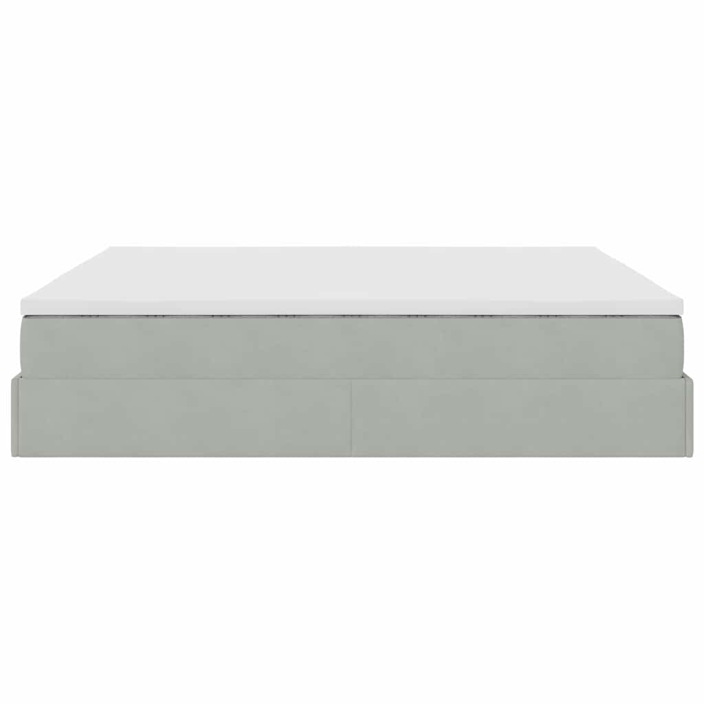 Ottoman-Bett mit Matratze Hellgrau 180x200 cm Samt