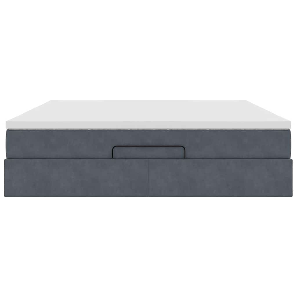 Lit ottoman avec matelas en velours gris foncé 180x200 cm