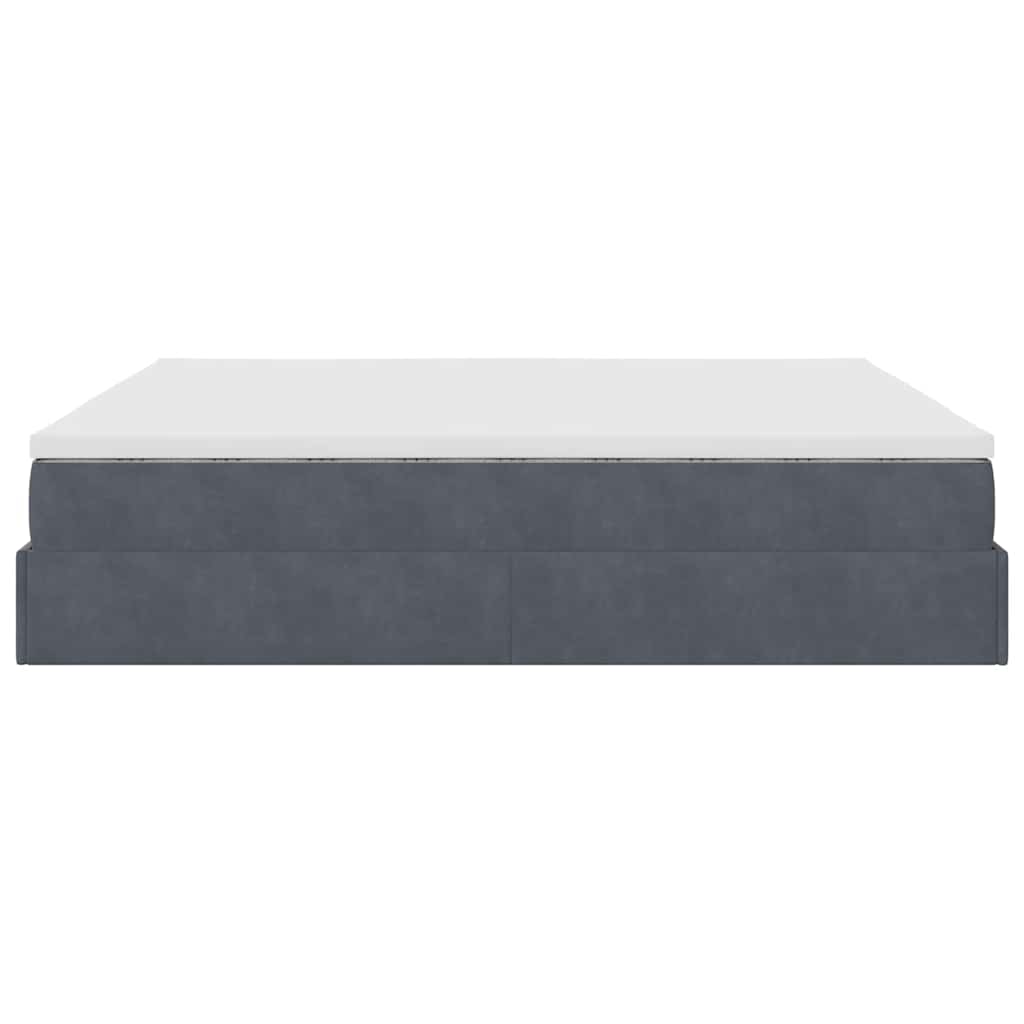 Lit ottoman avec matelas en velours gris foncé 180x200 cm