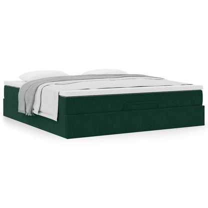 Ottoman-Bett mit Matratze Dunkelgrün 180x200 cm Samt