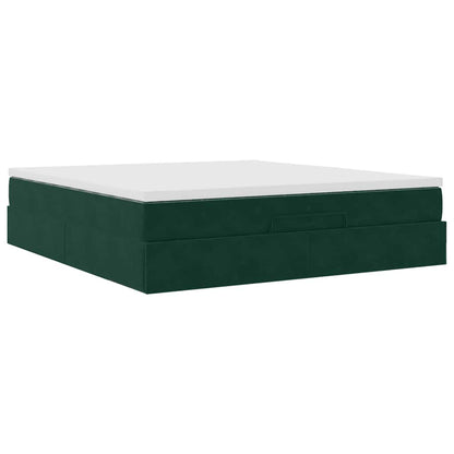 Ottoman-Bett mit Matratze Dunkelgrün 180x200 cm Samt