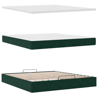 Ottoman-Bett mit Matratze Dunkelgrün 180x200 cm Samt