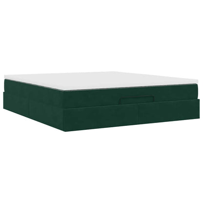 Ottoman-Bett mit Matratze Dunkelgrün 180x200 cm Samt